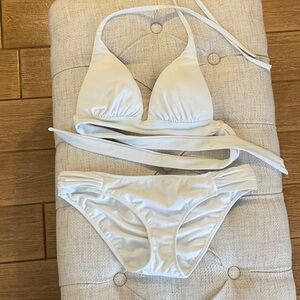 Victoria's Secret White Bikini with Pink Logo Print